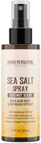 Viking Revolution Sea Salt Hair Spray for Men - Texturizing Beach Waves Volume Booster - 260ml Coconut with Kelp & Aloe 