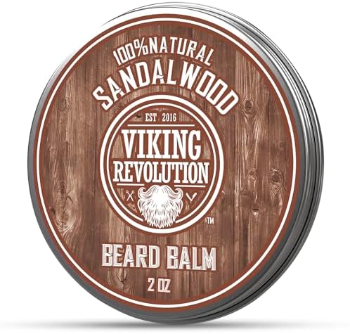 Viking Revolution Beard Balm with Argan & Jojoba Oils - Styles Strengthens Softens - Sandalwood 57g