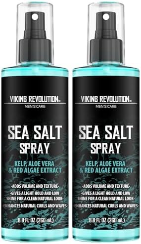 Viking Revolution Sea Salt Texturizing Spray for Men - Add Volume & Texture with Kelp Aloe Vera - 2x240ml